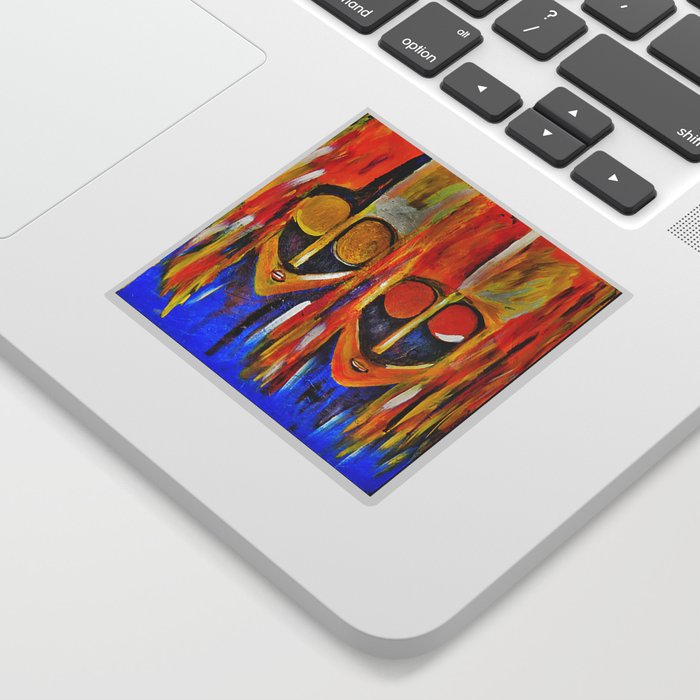 Two African Masquerade Masked Faces Sticker