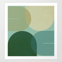 Abstraction_GREEN_MOUNTAINS_BLUE_LINE_PATTERN_LINE_0828G Art Print