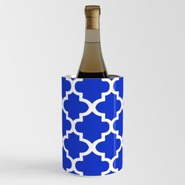White Quatrefoil Pattern Outline With Royal Blue Background Wine Chiller