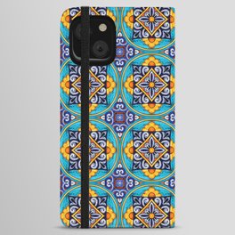 blue yellow tile moroccan pattern iPhone Wallet Case