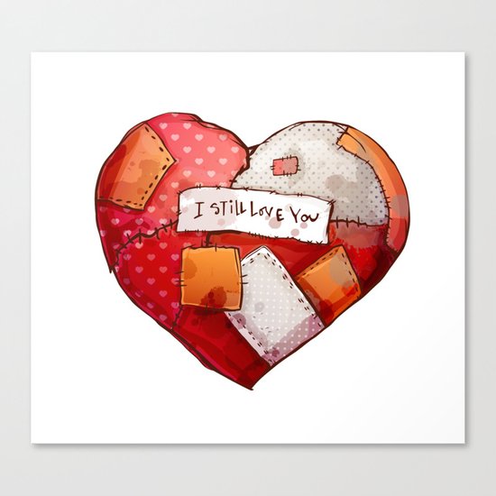 Heart with patches. Valentines day illustration. Canvas Print