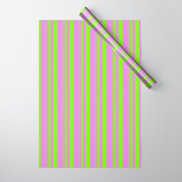 [ Thumbnail: Green & Violet Colored Lined Pattern Wrapping Paper ]
