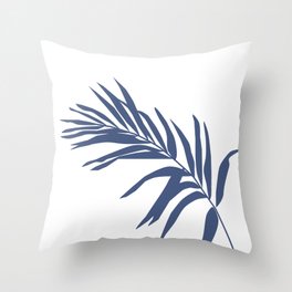 Indigo Palm Leaf  Throw Pillow