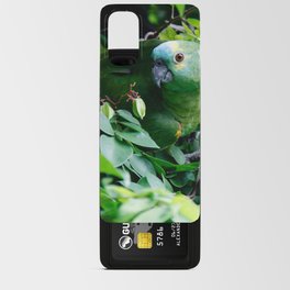 Brazil Photography - Green Parrot Camouflaged In The Green Leaves Android Card Case