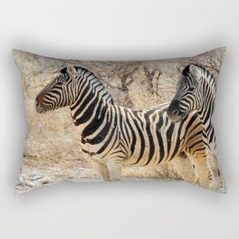 South Africa Photography - Two Zebras Standing On A Dirt Road Rectangular Pillow