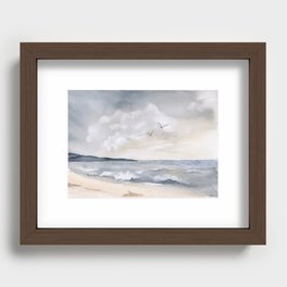 Watercolor Beach Recessed Framed Print