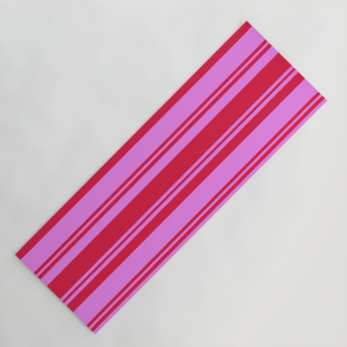Crimson and Violet Colored Stripes/Lines Pattern Yoga Mat