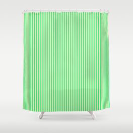 [ Thumbnail: Green & Tan Colored Lined Pattern Shower Curtain ]