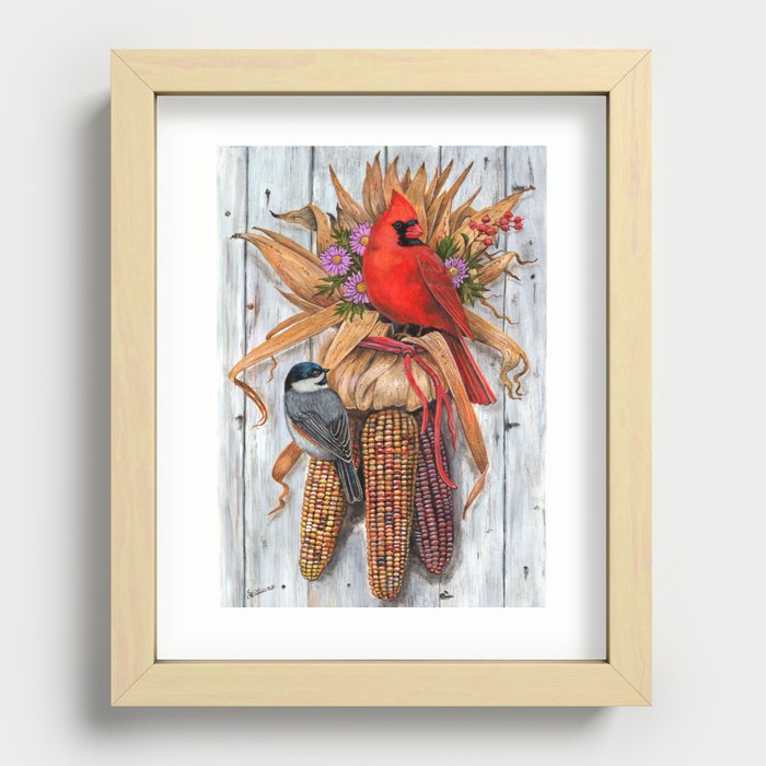 Birds & Indian Corn Recessed Framed Print