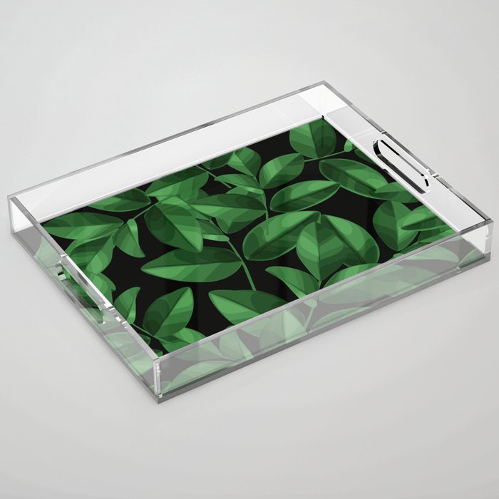 Green Leaves Acrylic Tray