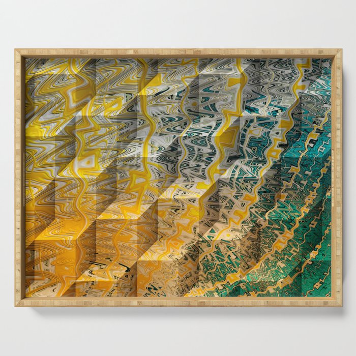 Sunny Staircase contemporary abstract art and decor Serving Tray