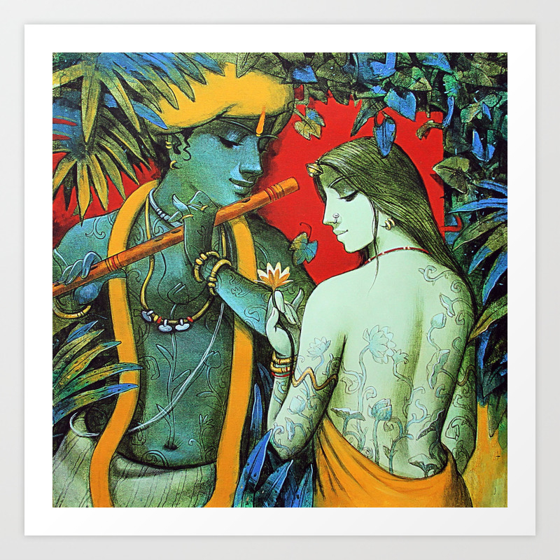 Radha Krishna Garden Painting Art Print By Navi107 Society6