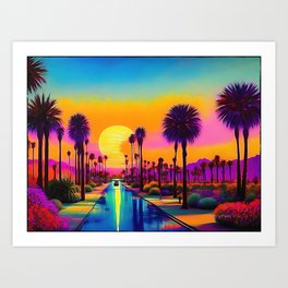 "Neon Sunrise", by BarryDyar ©, Vibrant Art Print