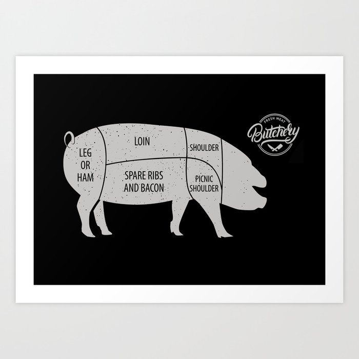 Pig Butcher Chart Art Print by Mxdmediem Society6