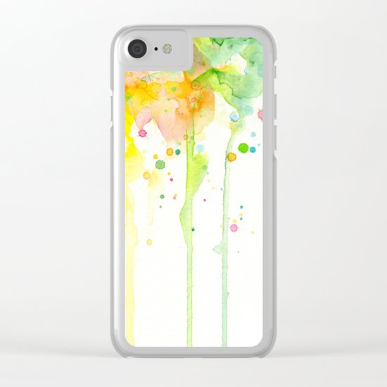 Watercolor Rainbow Splatters Abstract Texture Clear iPhone Case