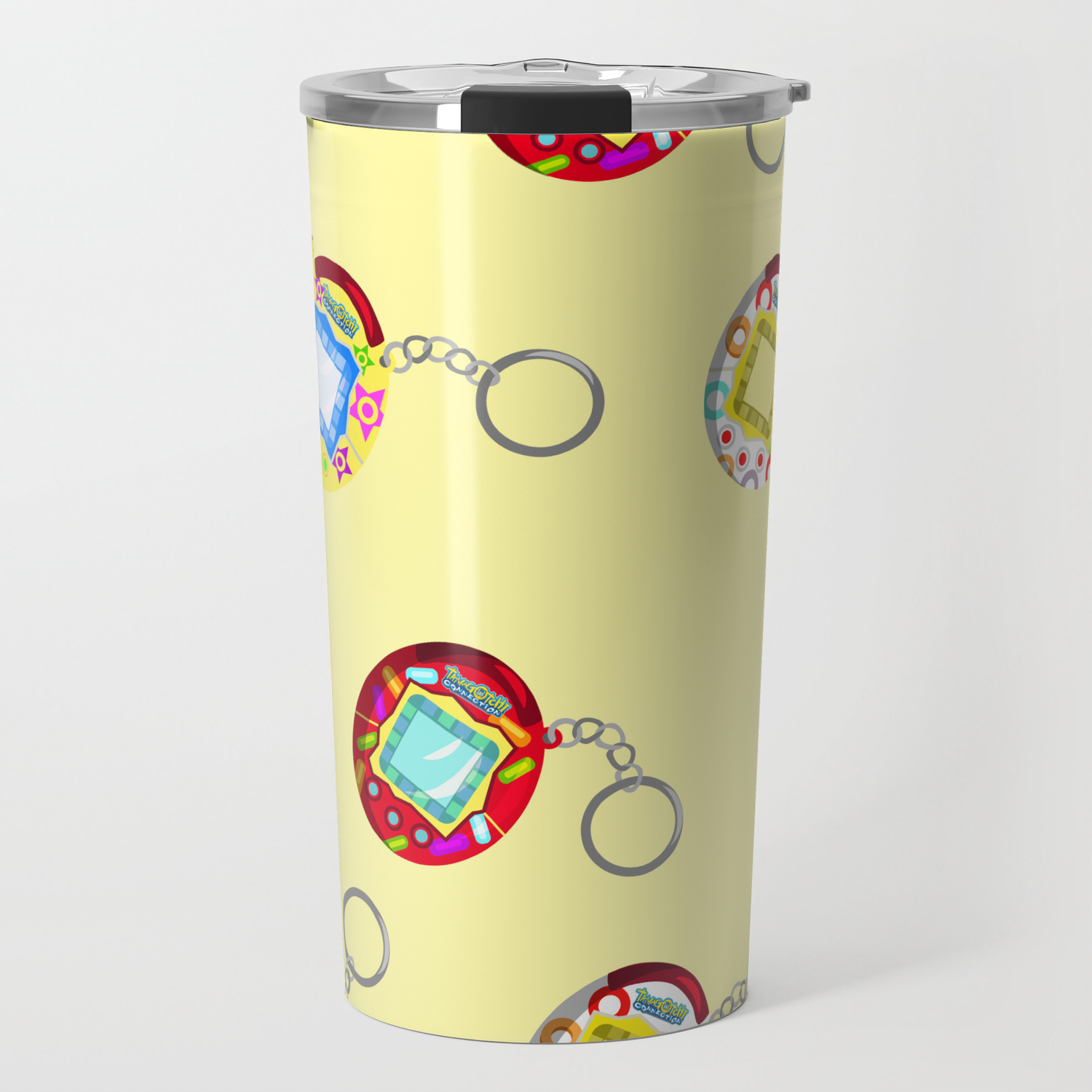 Tamagotchi Connection V2 Yellow Travel Mug By Madamenvy Society6