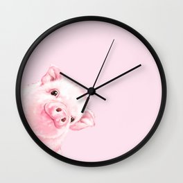 Sneaky Baby Pink Pig Wall Clock