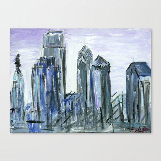 Gray Philadelphia Skyline Canvas Print