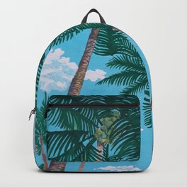Palm trees on blue sky Backpack