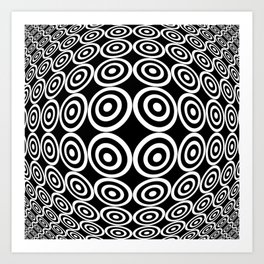 Tribute to Vasarely 7 -visual illusion- black circle Art Print