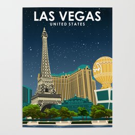 Las Vegas Vintage Minimal Travel Poster Poster