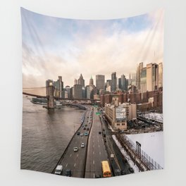 Manhattan Views and the Brooklyn Bridge | New York City Skyline | Travel Photography Wall Tapestry