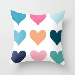 Grid Hearts Throw Pillow