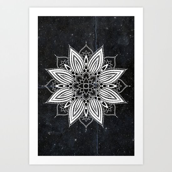 Flower Mandala in the Stars Art Print