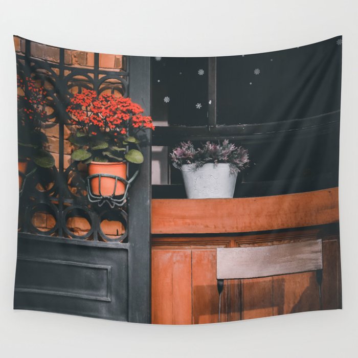 Flower Window Wall Tapestry