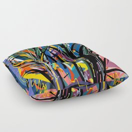 Trees in the Night Landscape Abstract Art Expressionism Floor Pillow