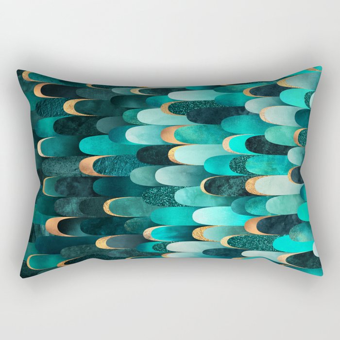 Feathered - Turquoise Rectangular Pillow