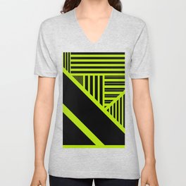 Triangle stripes - Lime Green V Neck T Shirt