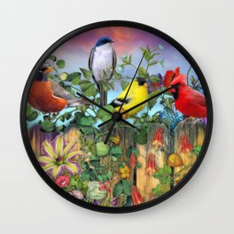 Birds and Blooms Wall Clock