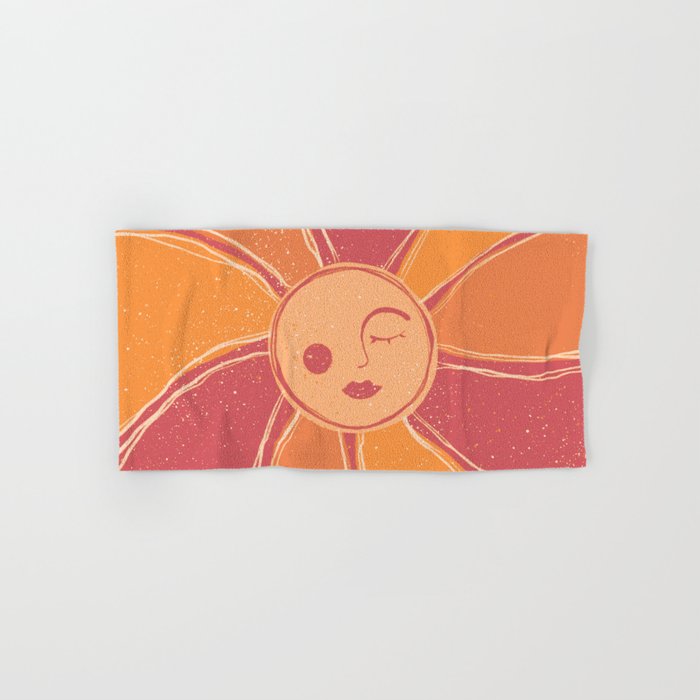 Retro Orange Mystic Sun Hand & Bath Towel