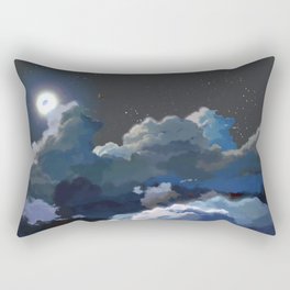 Awesome Full Moon Above Cloudy Sky Cartoon Scenery Ultra High Resolution Rectangular Pillow