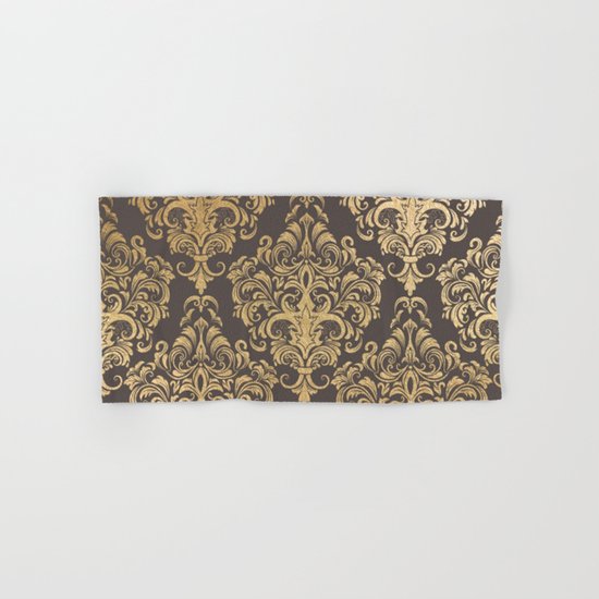 Gold swirls damask #7 Hand & Bath Towel