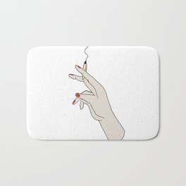 Hand Girl Smoking Joint Bath Mat