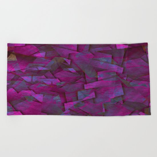 Fragments In Pueple - Abstract, fragmented pattern in purple Beach Towel