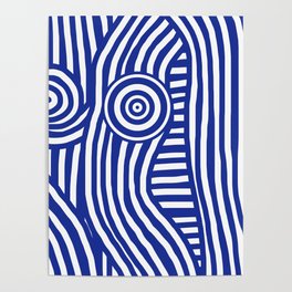 Nude striped in blue Poster