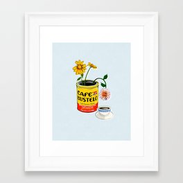 El Cafe - coffee loteria card without text / blue Framed Art Print