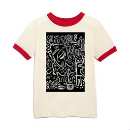 Black and White African Tribal Graffiti In the Night Kids T Shirt