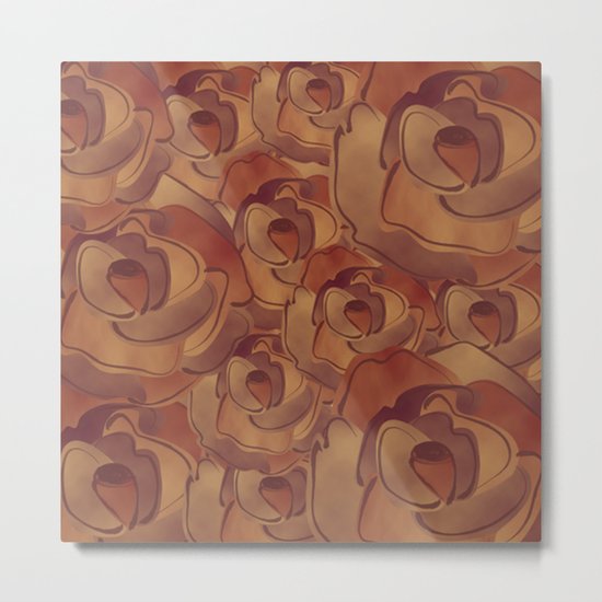 Old Paper Roses Pattern Metal Print