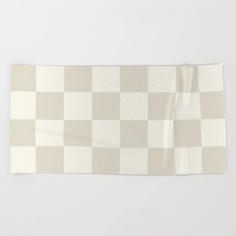 Checkerboard Check Checkered Pattern in Mushroom Beige and Cream Beach Towel