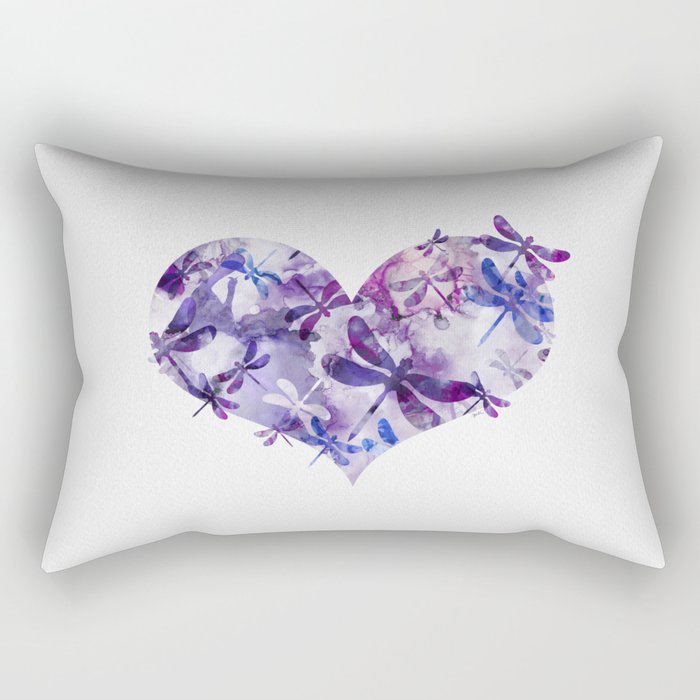 Dragonfly Heart - Ultraviolet Purple Rectangular Pillow