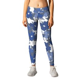 navy blue and white flowering dogwood symbolize rebirth and hope Leggings