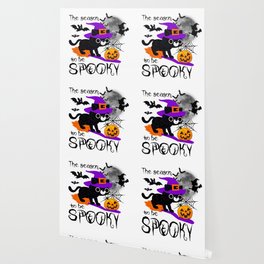 Halloween season spooky cat decoration Wallpaper