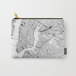 New York City White Map Carry-All Pouch | Modern, Roadmap, Citymap, Urban, New York, Simple, Digital, Illustration, Streetmap, Vector 