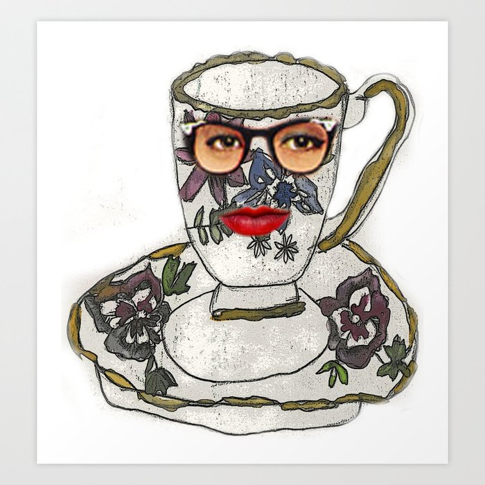 Teacup Face Art Print