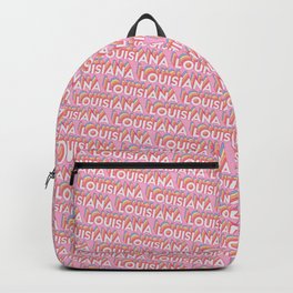 Louisiana, USA Trendy Rainbow Text Pattern (Pink) Backpack