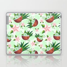 Lime in Coconut with Pink Plumeria Flowers Tropical Summer Pattern Laptop Skin